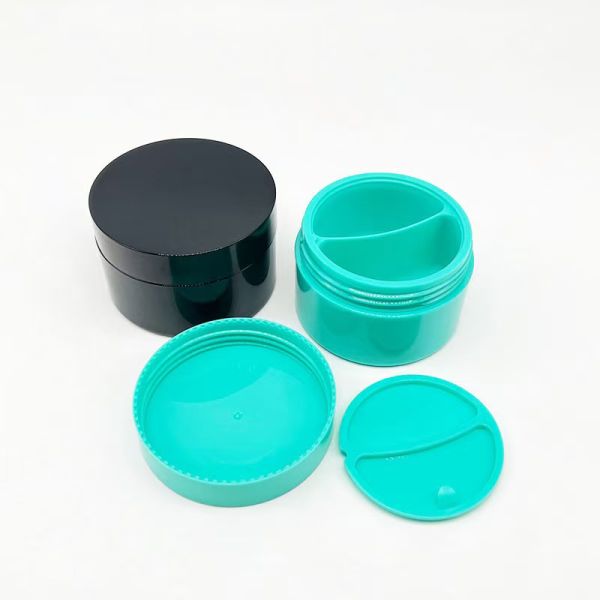 Wholesale 50+50g Double Grid Plastic PP Cream Jar with Dual-Grid Separate Storage for Skincare Products