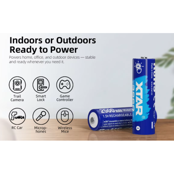 2500mAh 1.5V AA Batteries Lithium Ion Battery 3A Rechargeable  Touch Display