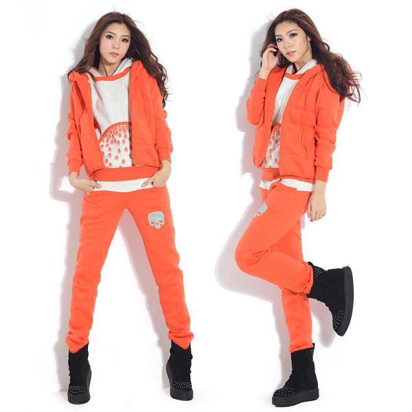 Вскользь Hoodies установили, хлопок Орандж фуфаек женщин/дам с капюшоном