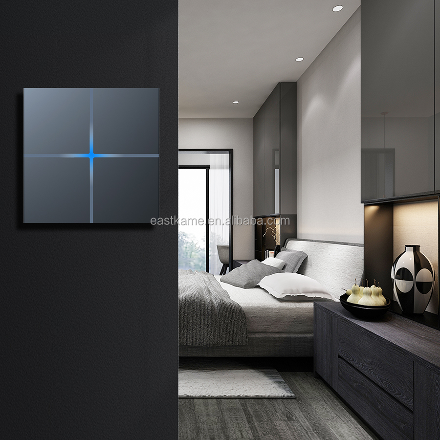 Eastkame High Quality 4gang Smart Light Wall Switch WIFI for Tuya App Compatible Meta Touch Panel Google Home/Alexa EU Size Max