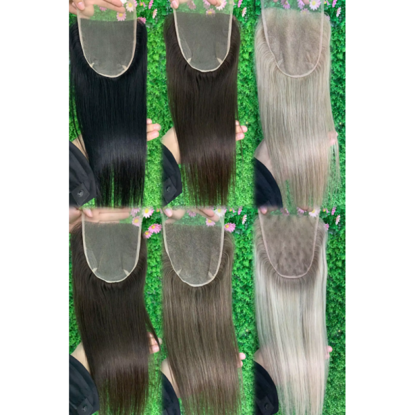Factory Wholesale Lace Topper 5x5 100% Raw VRIGHIN  Human Hair Pre Colored Mesh Integration Closure DROP SHIPPING REDAY TO GO