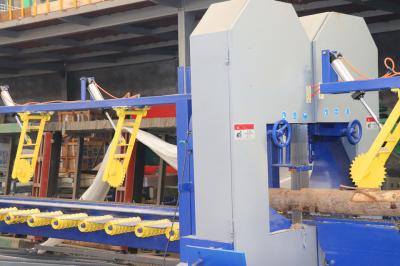 Serração vertical da faixa das cabeças de madeira automáticas do gêmeo do equipamento da serra de fita para o corte de bordas do log