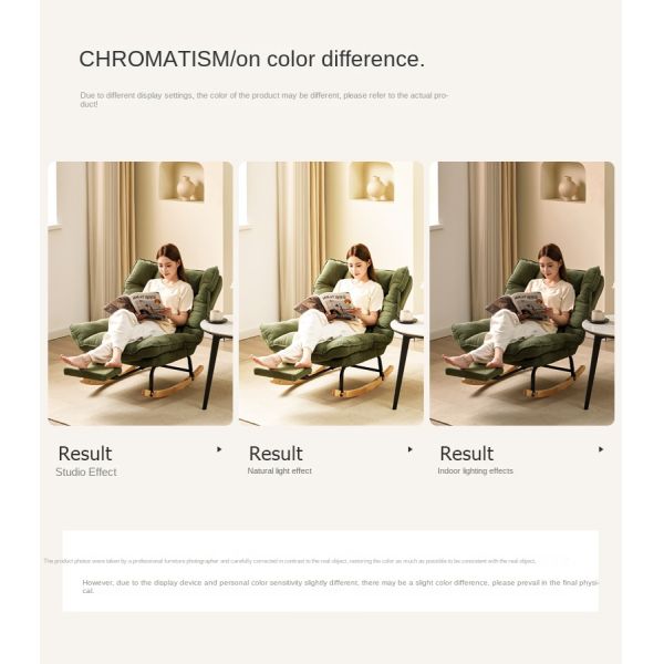 Modern Fabric & Metal Rocking Chaise Lounge Chair with Reclining Feature and Adjustable Footrest for Living Room Dining Areas