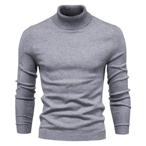 Solid Color Viscose/Cotton Pullover Sweater Slim Fit Turtleneck for Men's Casual Wear