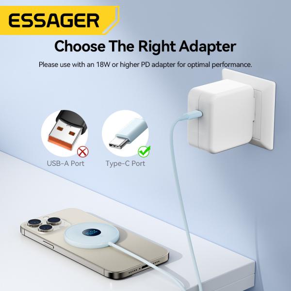 ESSAGER 15W Magnetic Phone Wireless Charger Digital Display ES-WC10