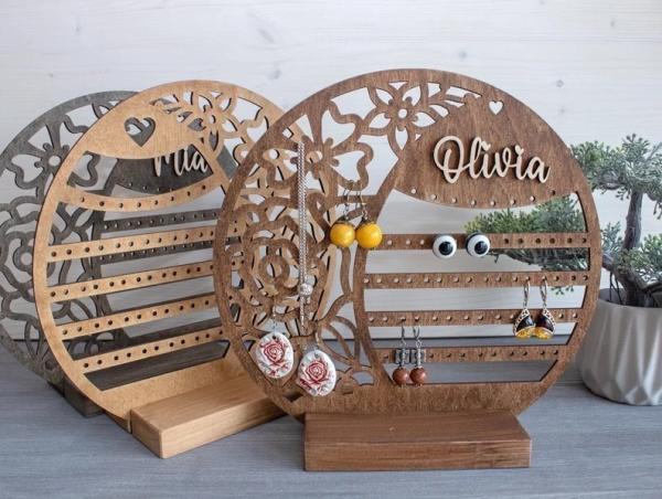 Personalized Wood Jewelry Organizer Earring Holder Wooden Jewelry Storage  Gift for any woman  Jewelry Stand