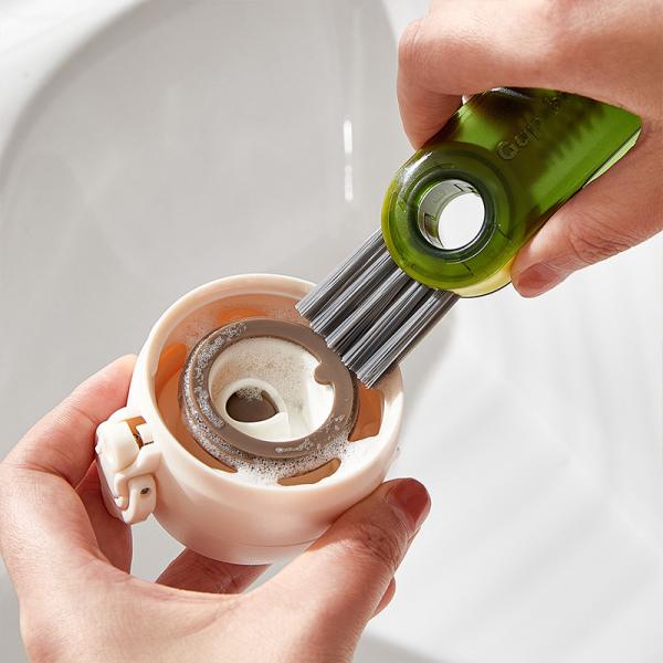 3 In 1 Multipurpose Cup Cover Water Bottle Gap Cleaner Tools Home Kitchen Cleaning Brush