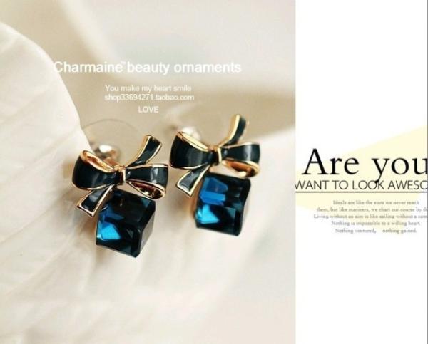 2018 Fashion Diamend Butterfly Shape Earrings Ear Drops Silver Exported Korea Fashion
