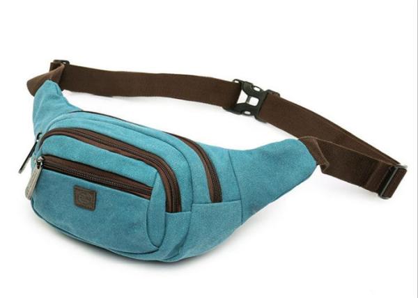 Black Sports Mens Waist Bags Barrel Shaped  With Ears Line Hole