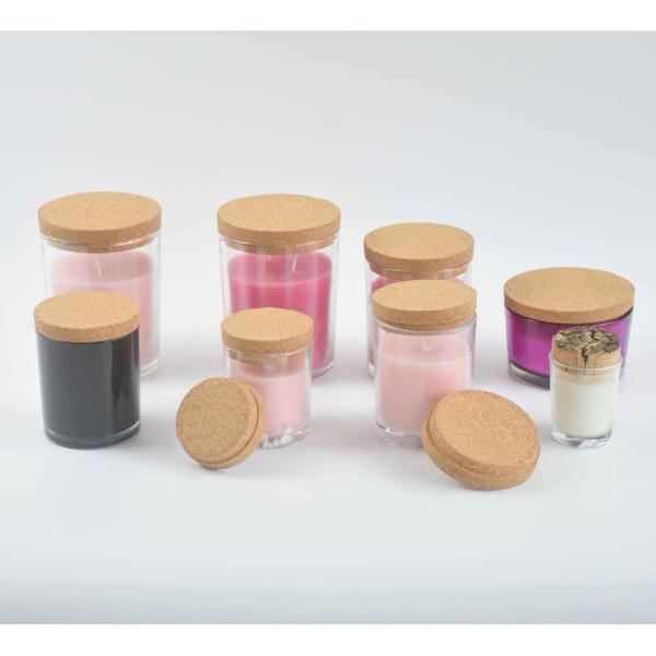Eco Glass Candle Cup With Natural Cork Bark Top Stopper Cork Lids