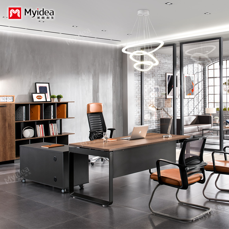 Premium Executive Desk with Heavy-Duty Steel Legs and Sustainable Board Surface – A Perfect Balance of Power, Stability, and Eco-Conscious Design.