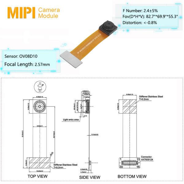 Mini 4K HD CMOS OV08D10 Sensor Night Vision Flexible FPC Camera Module
