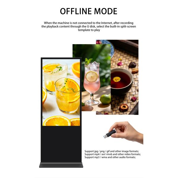 43 Inch Free Standing Digital Signage Advertising Player with Slim Metal Case for Mall Display