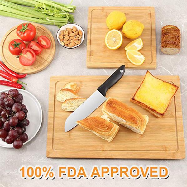BPA Free Bamboo Cutting Board Wood Serving Chopping Blocks With Juice Groove