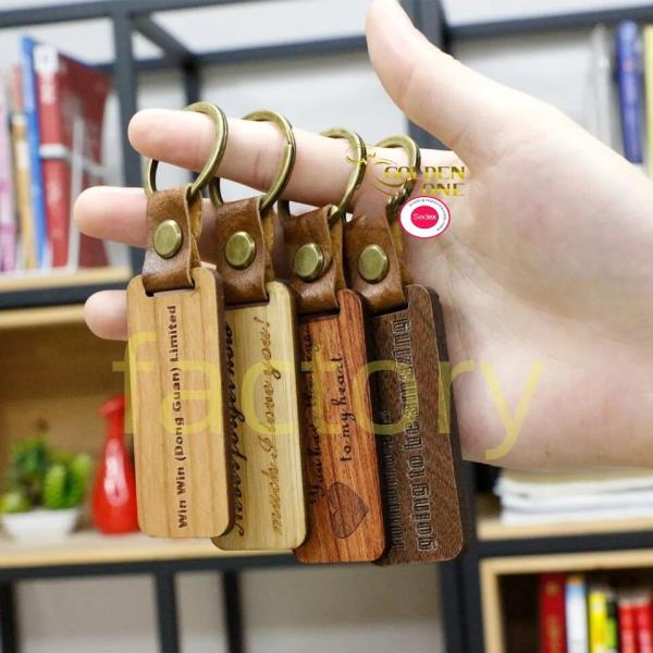 Laser Engraving Bead Wristlet Cut Cross Name Slices Letra de la barra redonda de madera de la barra de llaves con el logotipo