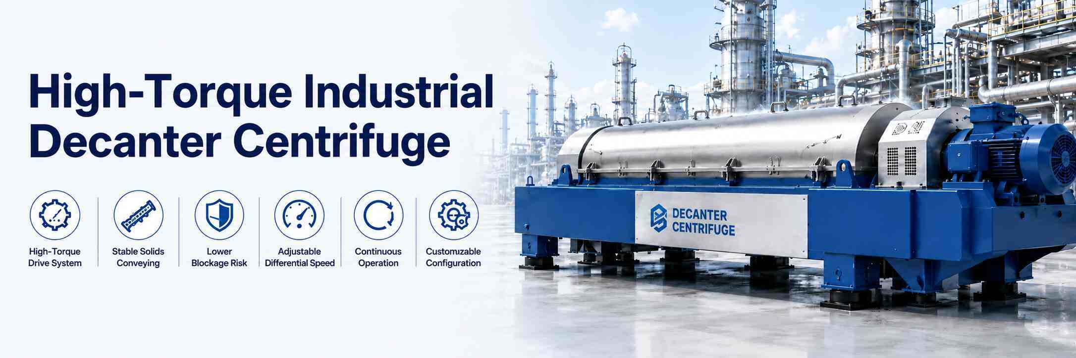 High-Torque Industrial Decanter Centrifuge for Heavy-Load Slurry