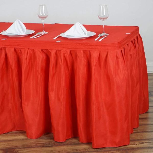 Coral Red Disposable Table Skirting For Birthday Party / Banquet