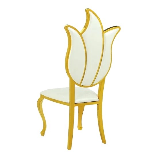 Luxurious Golden SS Frame Hot Leaf Shape Wedding Banquet Chair