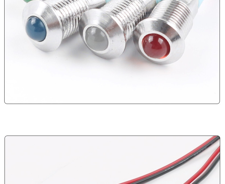 Mini 8mm Metal LED Indicator Light Spherical IP65 Waterproof 50000 Hours Lifespan Multi-color 12-24V Workshop Industrial