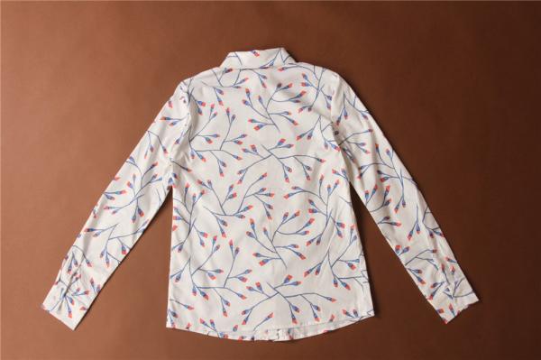 100% Cotton Ladies Casual Print Shirts 2 Color Floral Blouse Long Sleeve