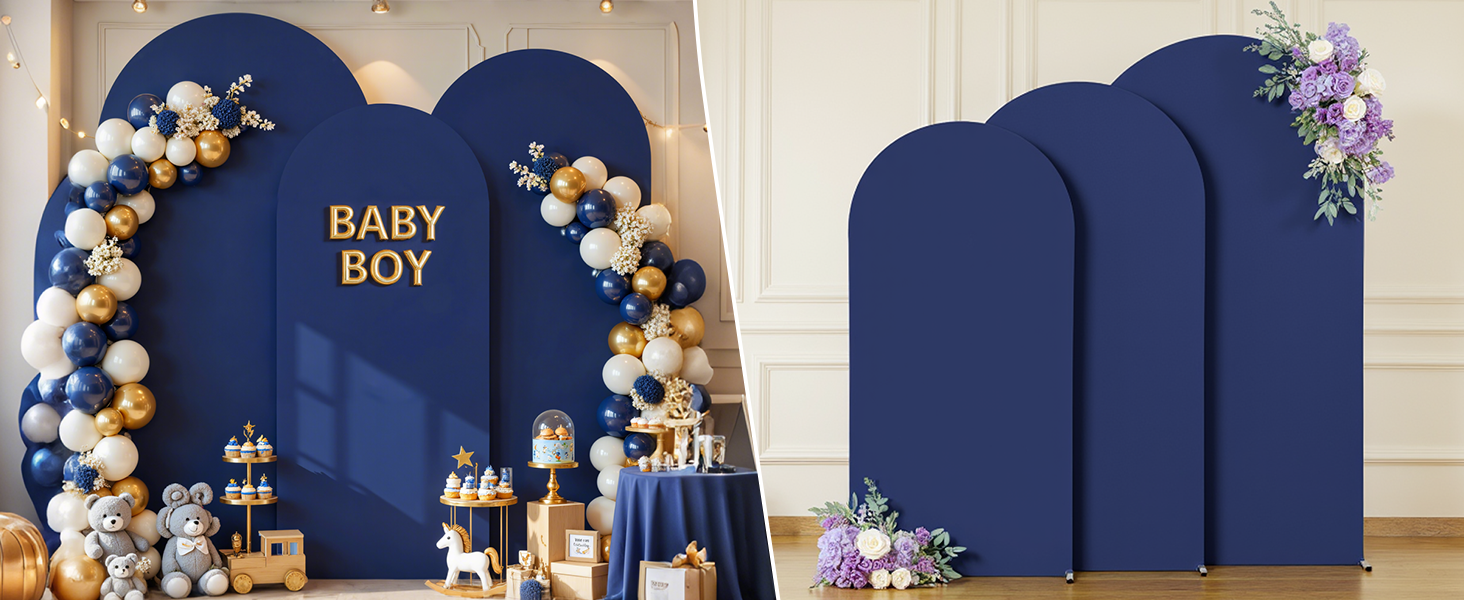 3 Piece Navy Blue Arch Covers ,Spandex Arch Backdrop Cover for Wedding、 Baby Shower 、Birthday Party