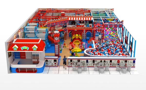 Aire de jeux intérieure interactive et amusante pour enfants, avec piscine à balles et toboggan