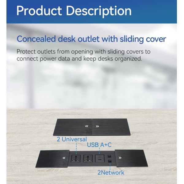 Multifunctional RJ45 Office Desk Power Outlet Plug Sockets For Conference Room