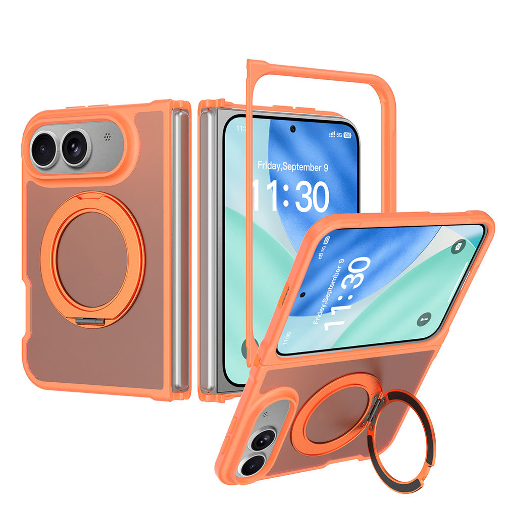 For iPhone 18 Fold 2026 2.0 mm PC TPU Magnetic Stand Case Transparent Matte Shockproof Cover Supports Wireless Charging