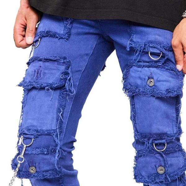                  Hot Selling Pants Flared Cotton Men Streetwear Fashion Hip-Hop Loose Straight Cargo Jeans             