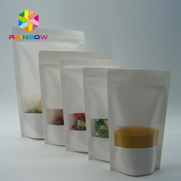 Stand Up Tea Bags Packaging , Heat Seal Kraft Paper Zipper Bags Reasealable