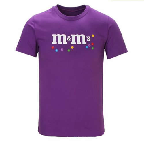 Round neck logo printed Purple color short sleeve cotton T-shirt, customized design, promotional gifts
