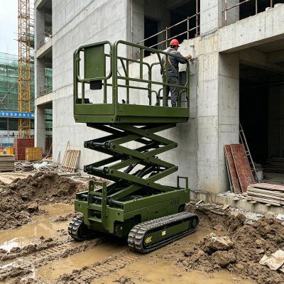 Double Stage Balanced Tracked Scissor Lift Border Fortification And Tactical Hillside Defense Hub