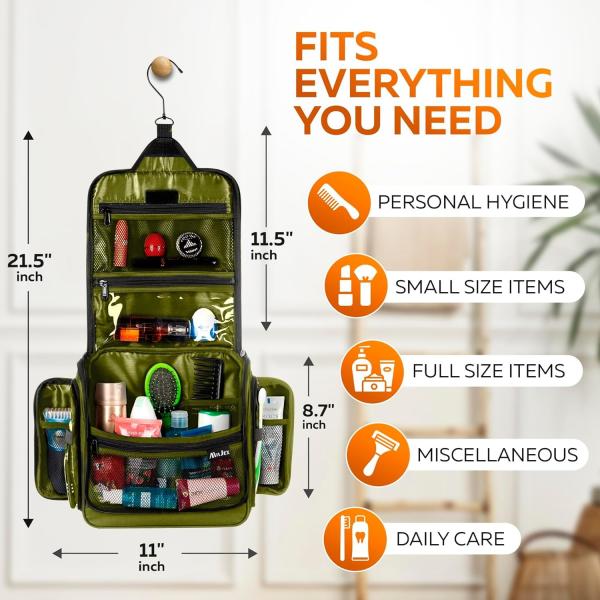 L'eau étanche grande hygiène toilette maquillage cosmétiques sacs à dos personnalisables avec crochet pivotant métallique pour hommes femmes