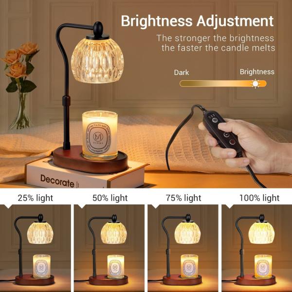 Luxury Glass Candle Warmer Lamps Electric Wood Base Fragrance Aroma Burner Wax Tart Warmers