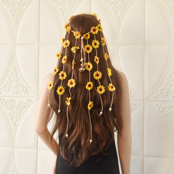 New Style Sunflower Hair Band Headwear Small Daisy Holiday Garland Headband Bohemian Headband Hair Ornaments Women Small Fresh