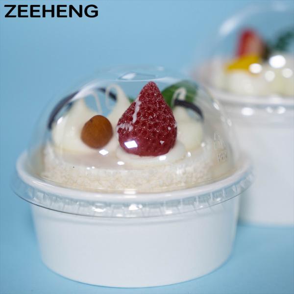 ZEEHENG Kraft Paper Ice Cream Cup с купольной крышкой 6 унций