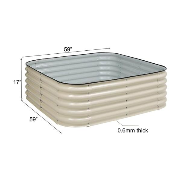4.9×4.9×1.4 Ft Metal Raised Bed Galvanized Planters For Gardening