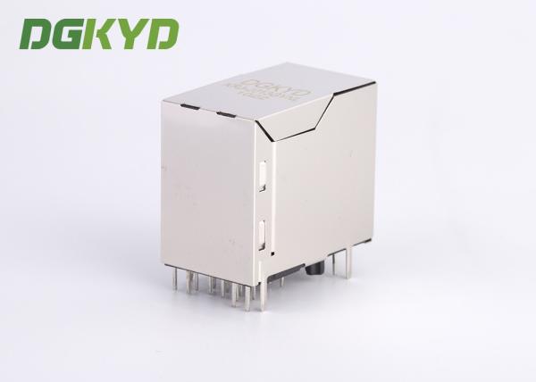 100 Base-T Stacked 2 Port RJ45 Module Jack With Magnetics Right Angle Dip Mount