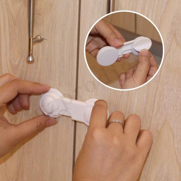 One Hand Operation Baby Safety Lock Plastic Cabient Drawer Lock