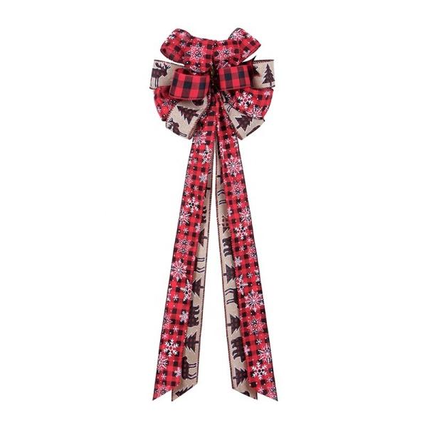 Arco de fita estilo arco de puxar para a decoração DIY Férias feitas Jumbo Arcos de Natal em vermelho