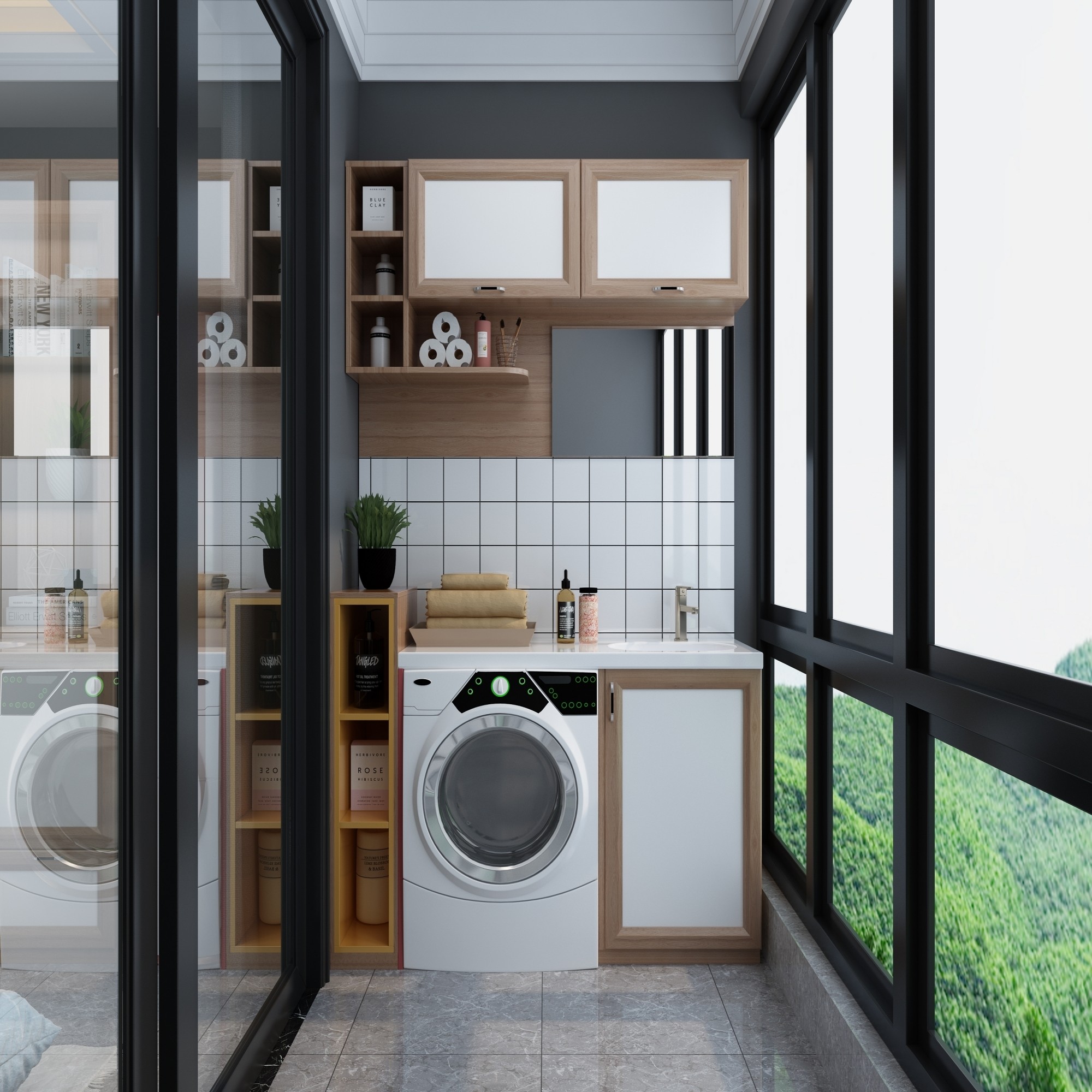 Modern Style High End Stainless Steel Laundry Room Cabinet with Plywood Door Material