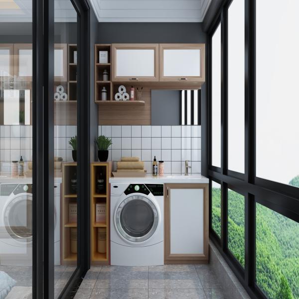 YALIG High End Moder Design Waterproof Custom Laundry Room Sink Cabinet for Washing Machine