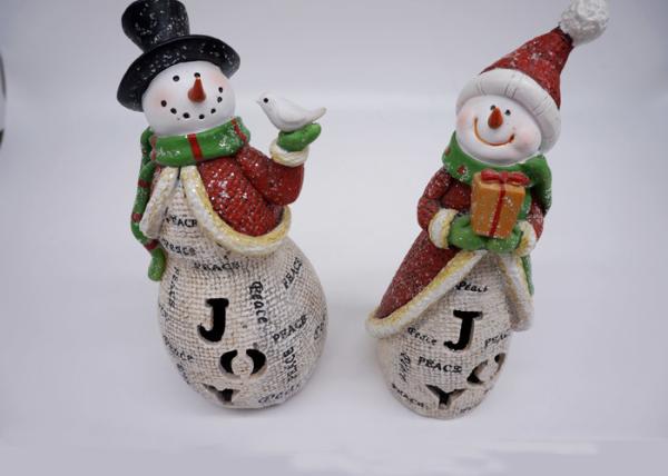 Colorful Polyresin Crafts Christmas Snowman LED Lamp On JOY Hollow Figurines