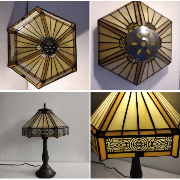 30cm Hexagon Study Retro Warm Bed Room House Handcrafted Decorative Lamp Stained Art Turkish Glass Luxury Table Lamp