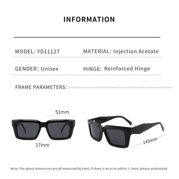 Солнечные очки ацетата Unisex объектива TAC квадратные толщиной обрамляют 2 цвета