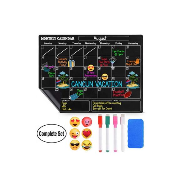 Magnetic Fridge Calendar Weekly Planner with Dry Erase Chalkboard Surface and Powerful Magnet Layer for Home and Kitchen