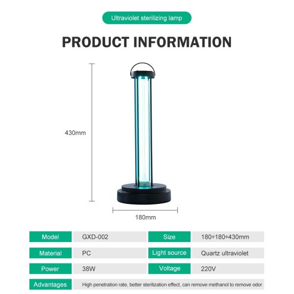 Energy Saving Uv Disinfection Lights 38watt Ozone Uv Disinfection Lamp