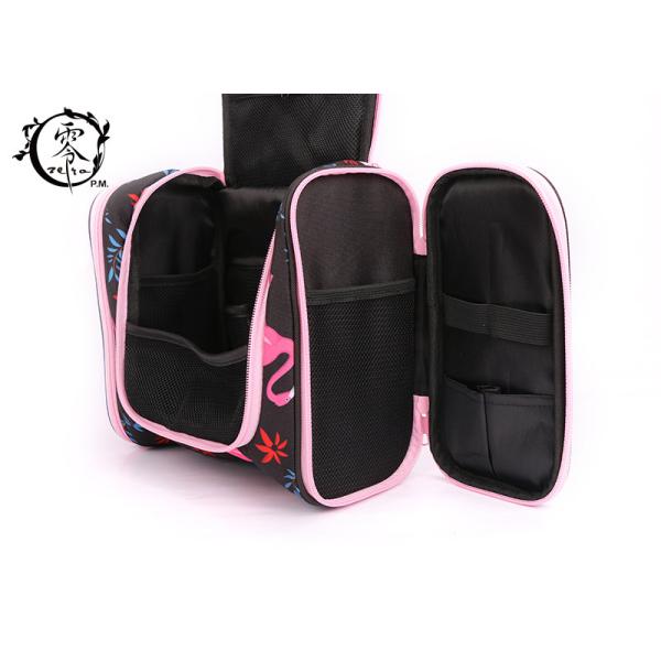 Large Size Portable Makeup Bag , Waterproof Canvas Travel Pink Crane Lady Cosmetic Bag