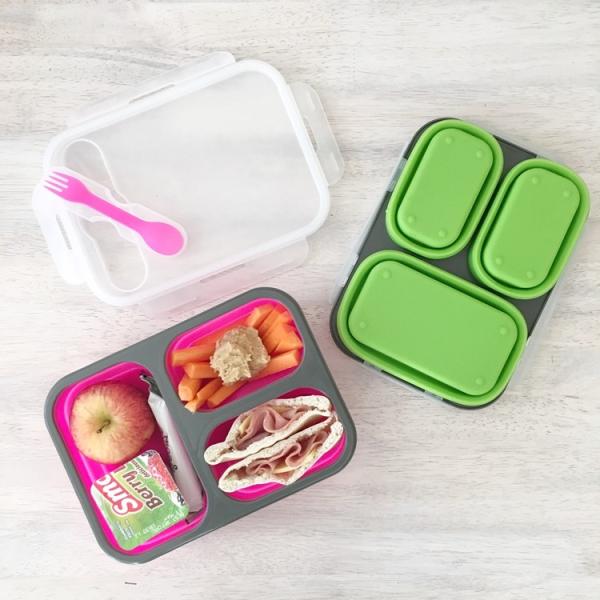 3 divider silicone folding lunch box camping food for work  picnics lunch container