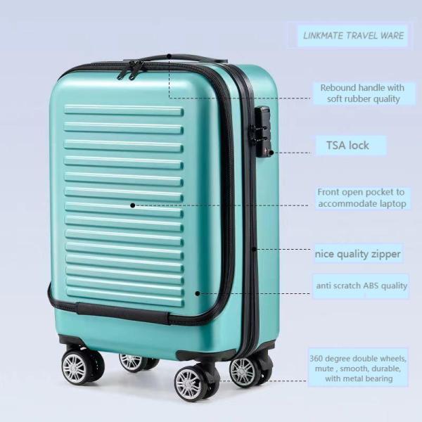 Устойчивый классический компактный твердый багаж с передним открытым карманом